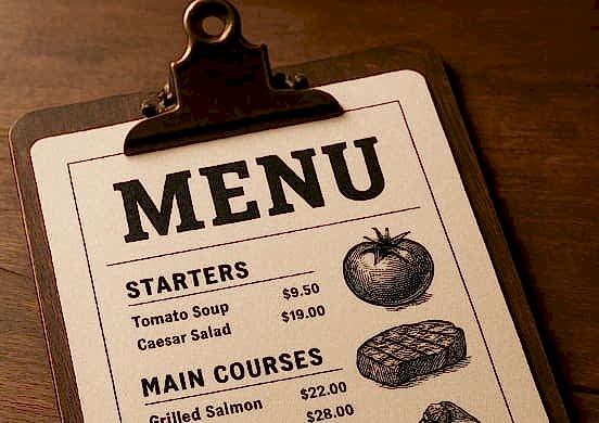 Интересный дизайн меню для ресторана