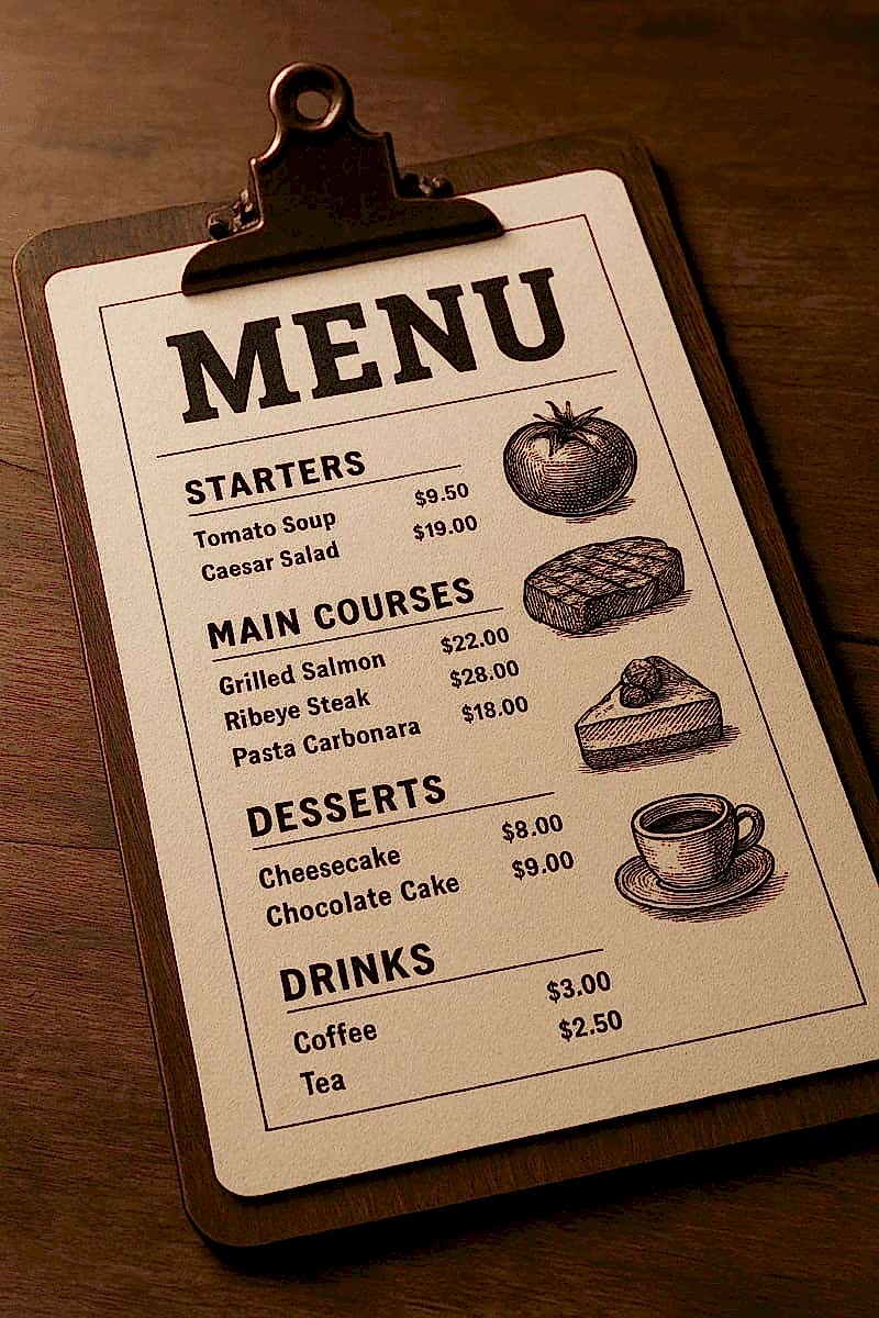 Печать меню